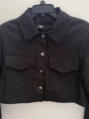 ZARA Black Cropped Denim Jacket